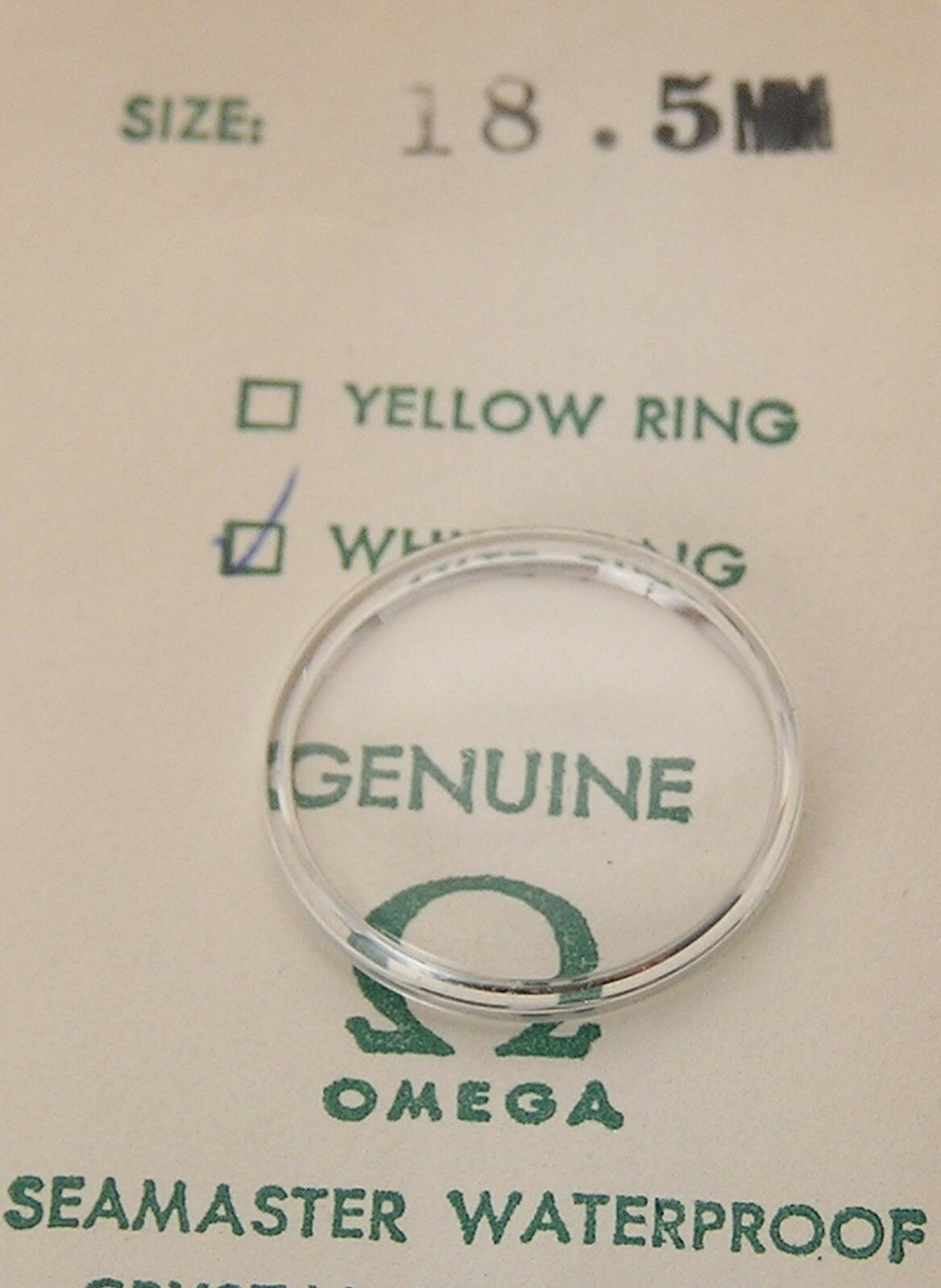 Genuine Packaged Omega w/Logo Seamaster 18.5 mm Watch Crystal White Ring #9