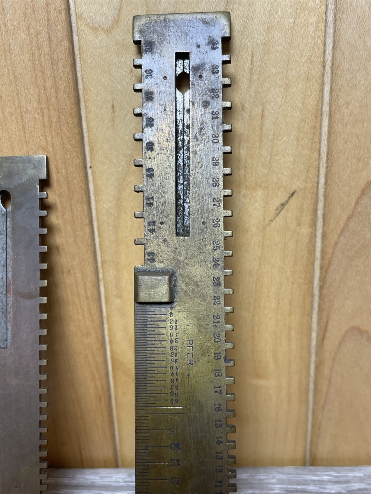 2 Clockmaker’s/Watchmaker’s Estate Antique Heavy Brass Peer Mainspring Gauge