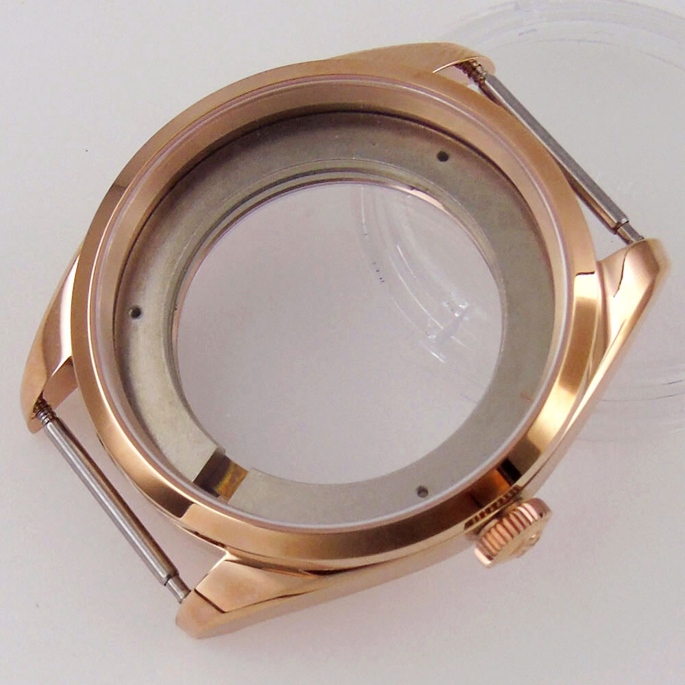 40mm Polished Sapphire Watch Case 316L For Miyota 8215 DG2813 Silver/Rose Gold