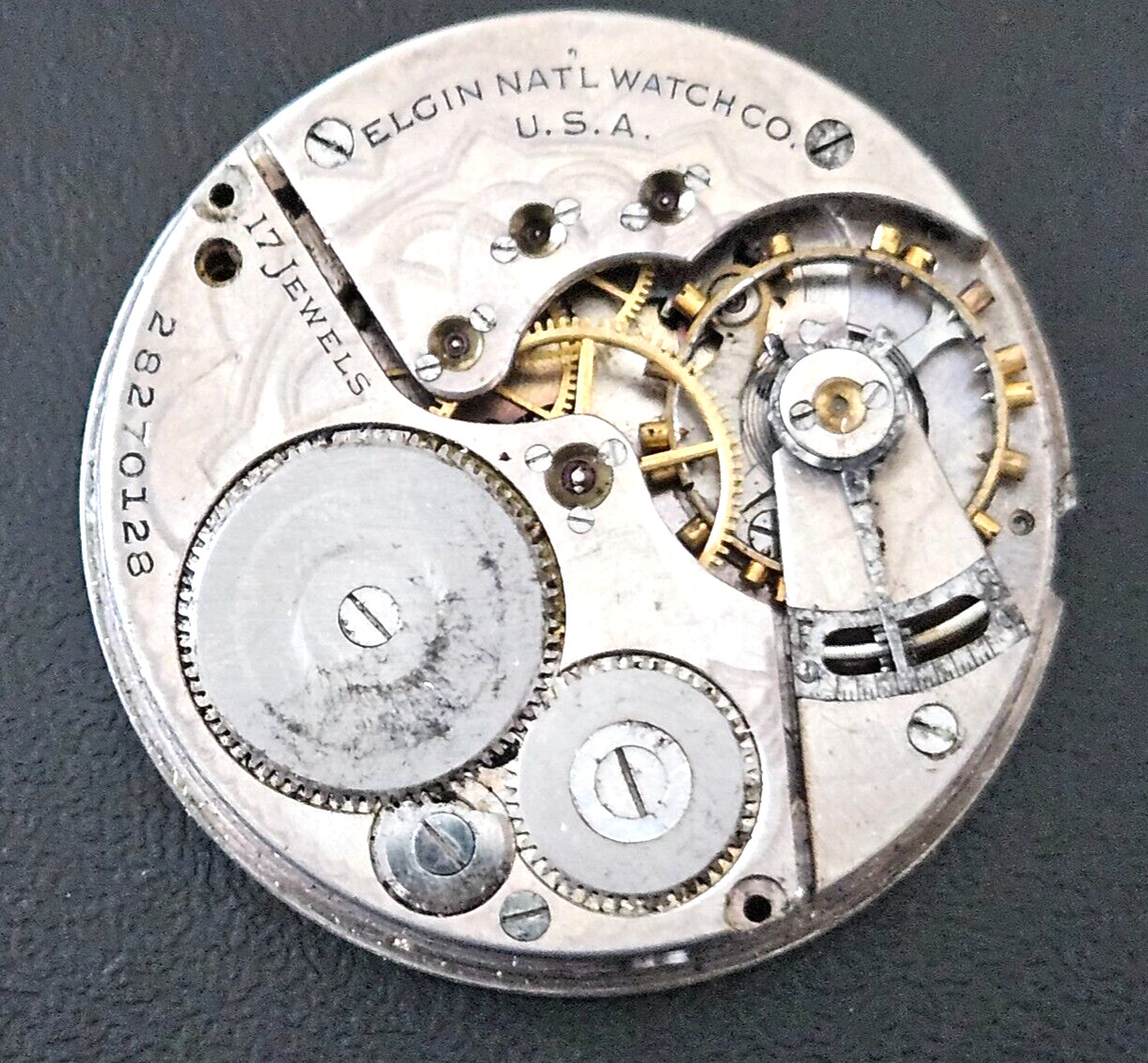 VINTAGE~1925 ELGIN 387 16s~17J USA WATCH MOVEMENT 104