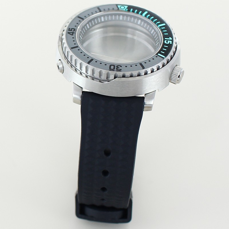 43.3mm Modify Tuna Baby Mod Steel Silver Watch Case+Strap For Seiko NH35 36 NH38