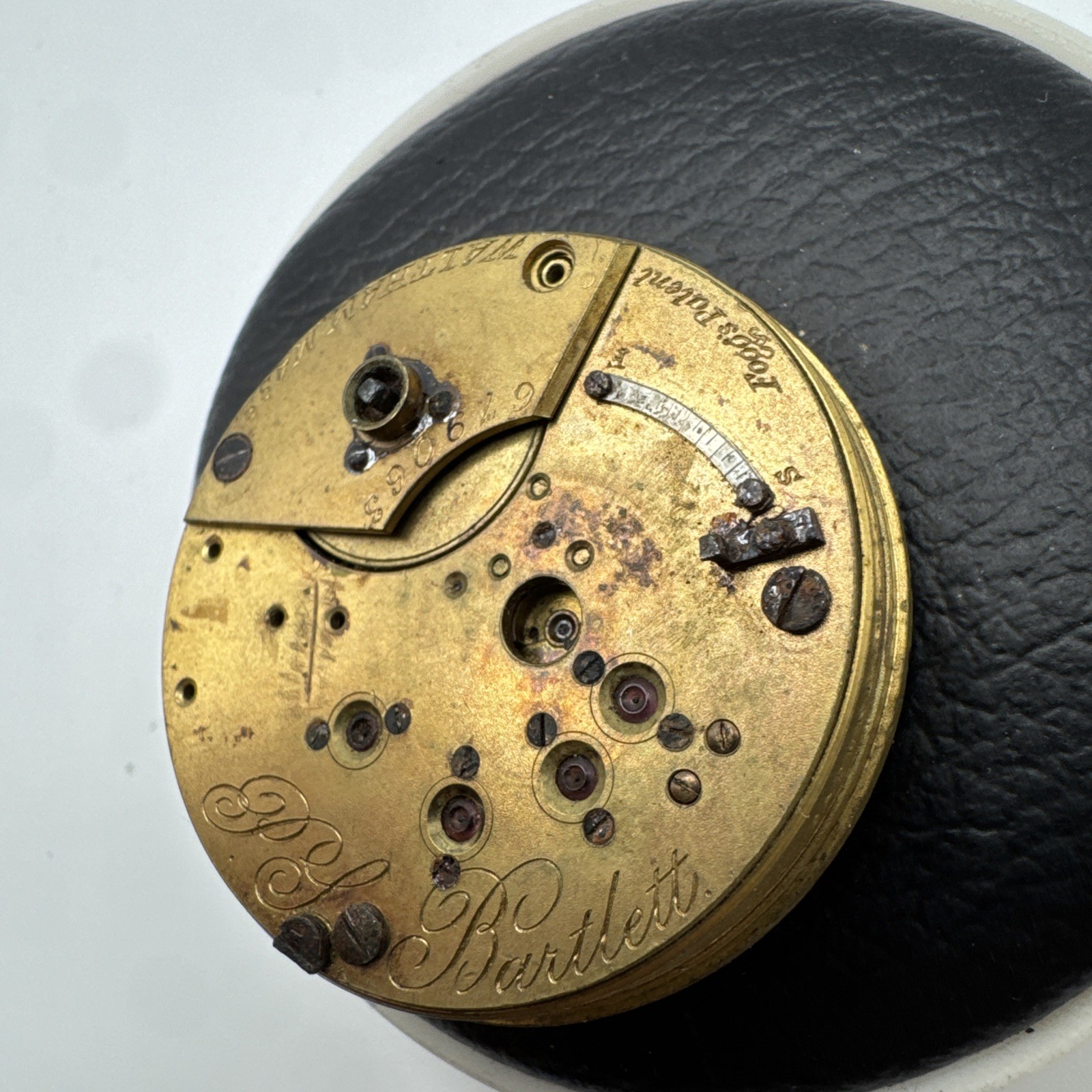 Antique c1873 Waltham PS Bartlett 1857 Pocket Watch Movement 18s 11j Dial AS IS