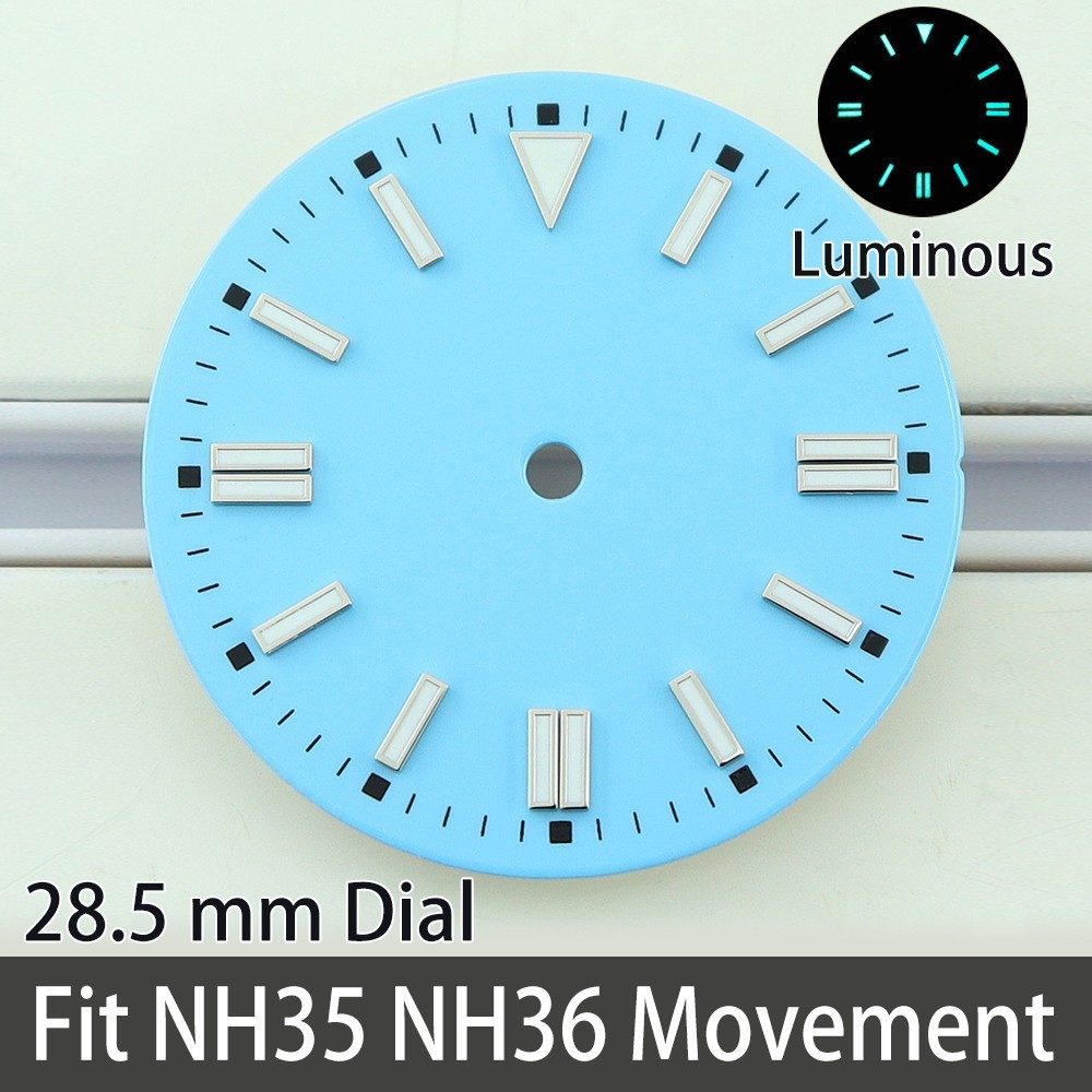 Super-LumiNova C3 28.5mm Sterile Watch Dials Metallic For Seiko NH35 36 Movement
