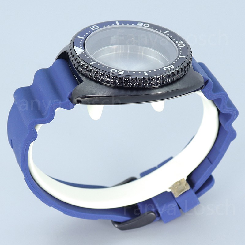 45mm Modify Seiko Skx009 Mod Watch Case+Blue Strap 10ATM For Seiko NH34 35 36 38