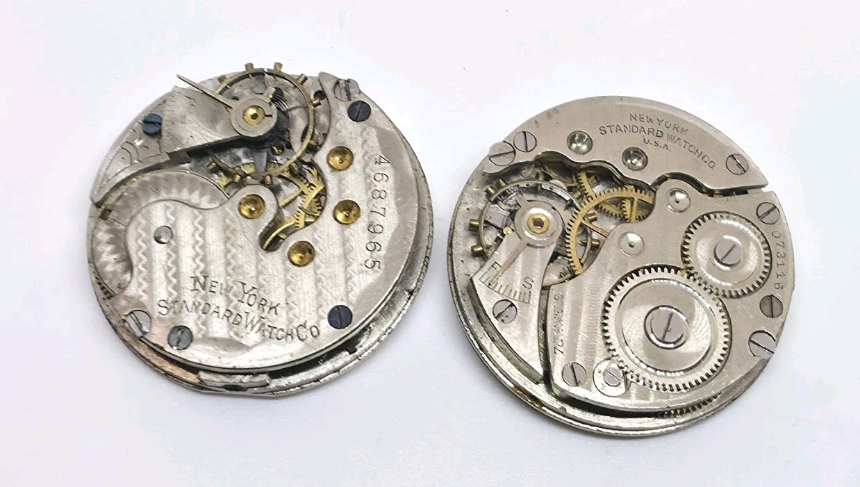 Vintage Lot Of 4 New York Standard Trenton Pocket Watch Movements For Repair