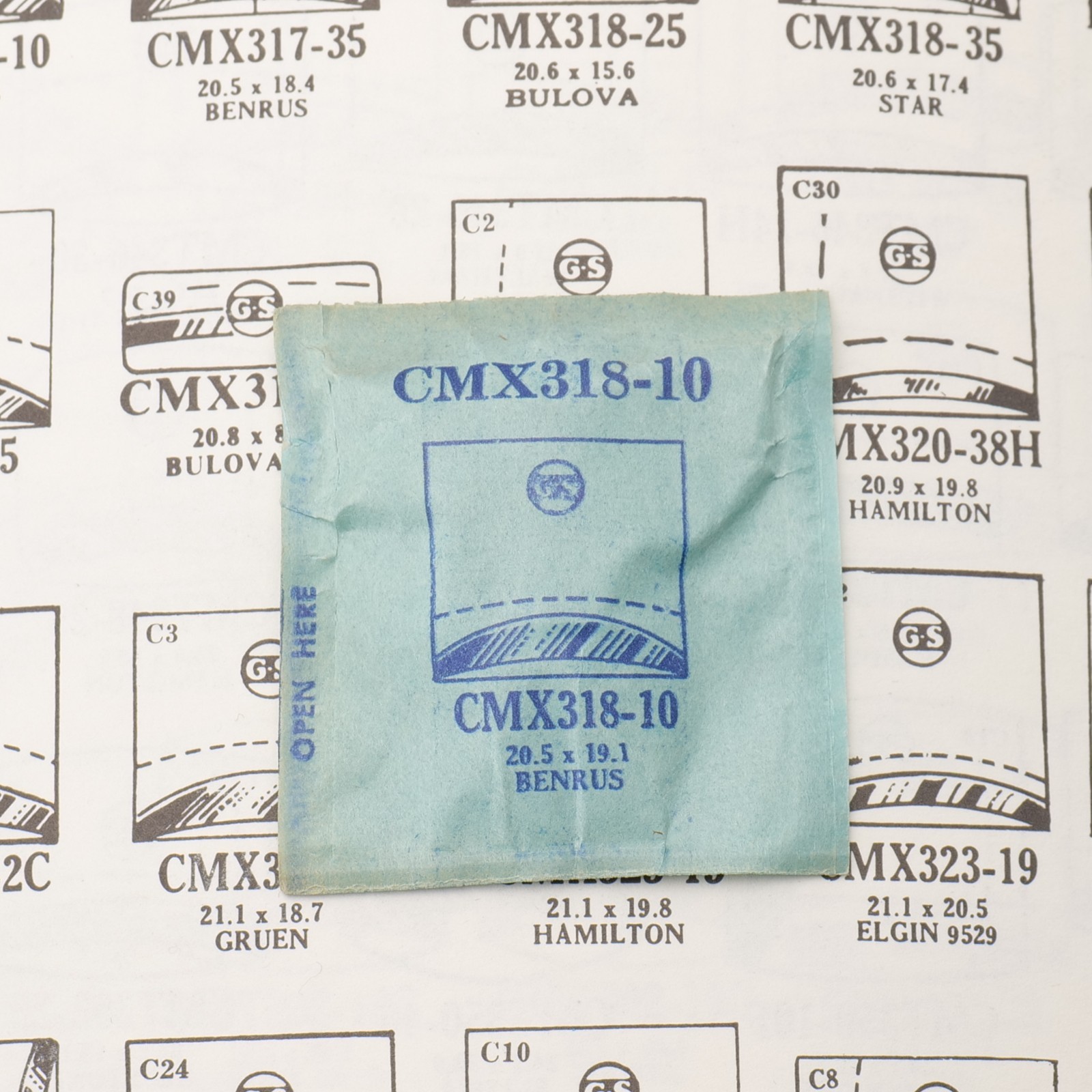 Vintage GS CMX318-10 Crystal Benrus 20.5 x 19.1 New Old Stock Part (MX)
