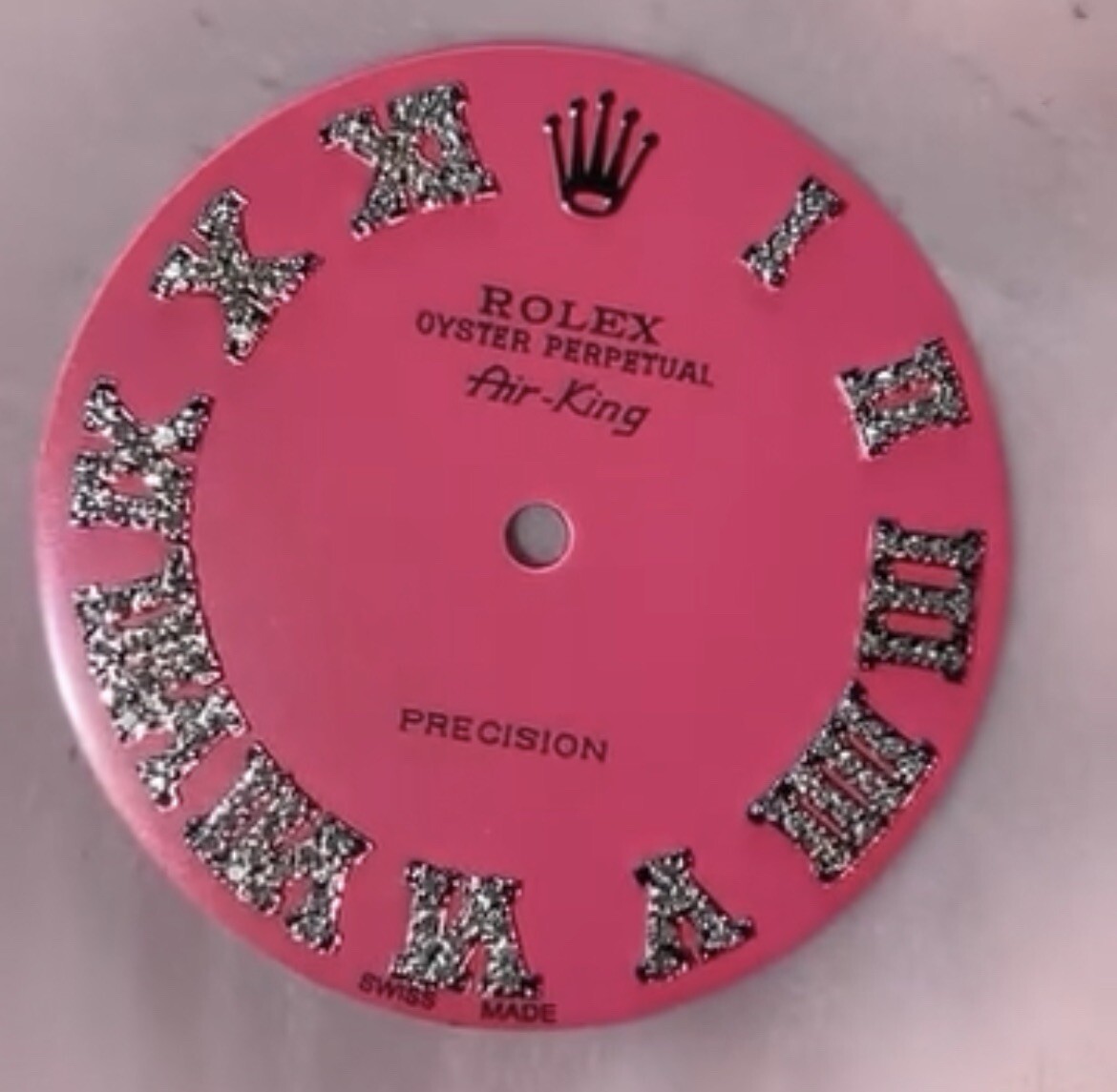 Rolex AirKing 34mm Watch Custom Pink Roman Diamond Dial For 14000 14200 114200
