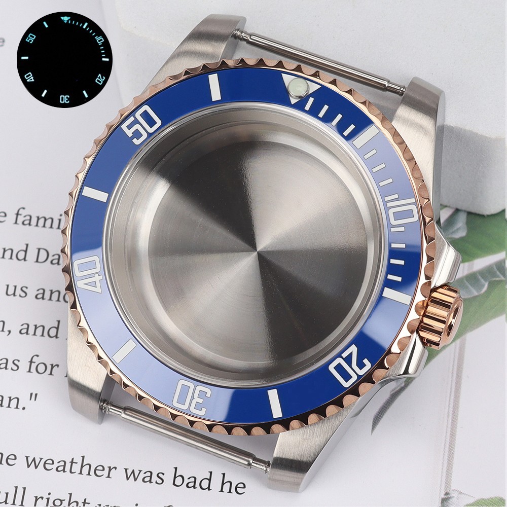 40mm Vintage Blue Ceramic NH35 Watch Case Sapphire 10ATM For Seiko NH35 ETA 2824