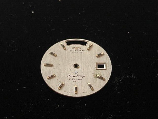 Vintage Technos Star Chief 25 Jewels Automatic Watch Dial Only w/ Date Windows