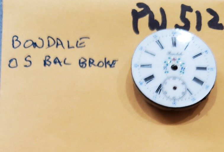 POCKET WATCH MOVEMENT BONDALE 0s PW512