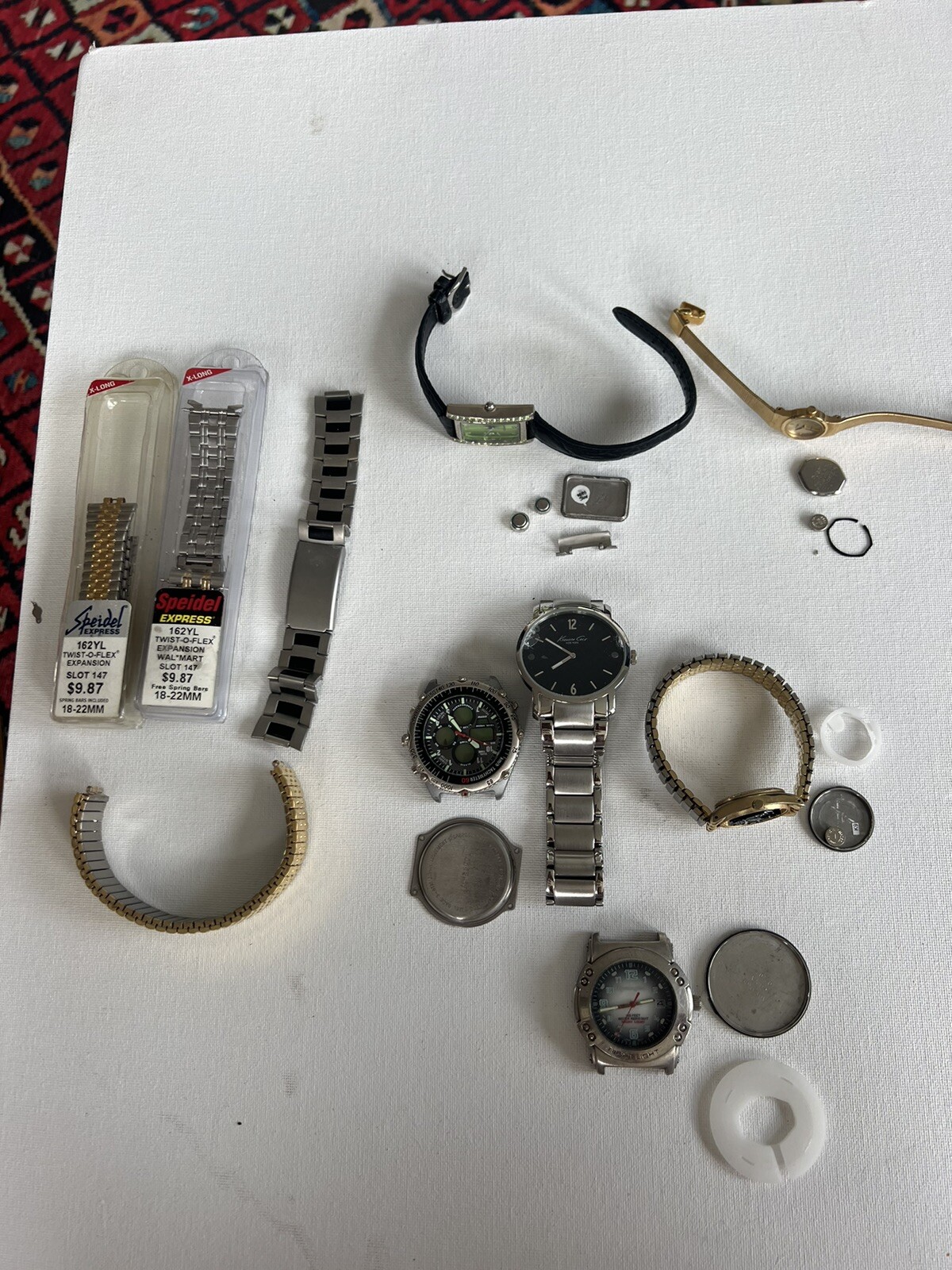 lot of watch parts six watches and four bands various brands
