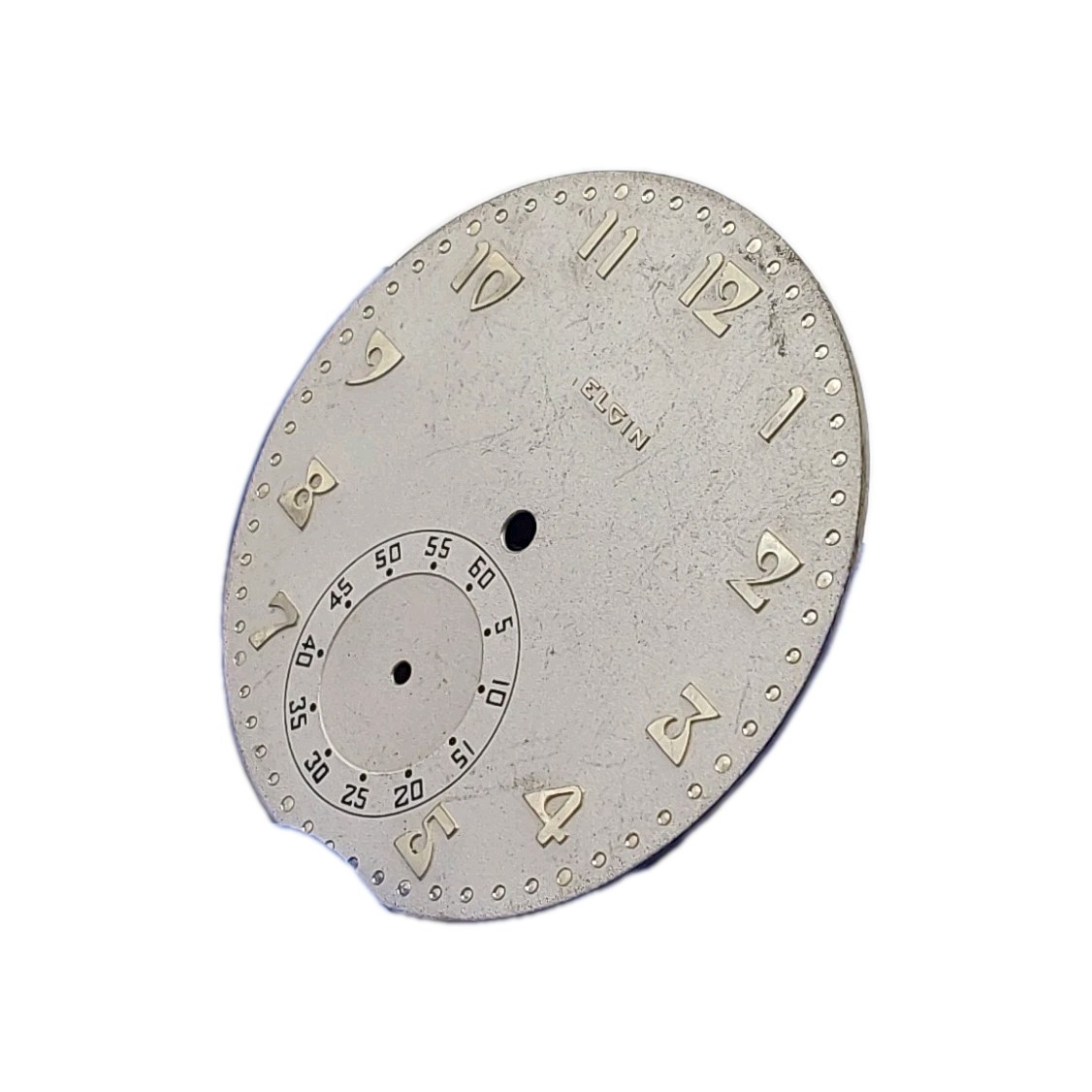 Elgin 39.5mm Sunk Metal No Feet Pocket Watch Dial Only 1952