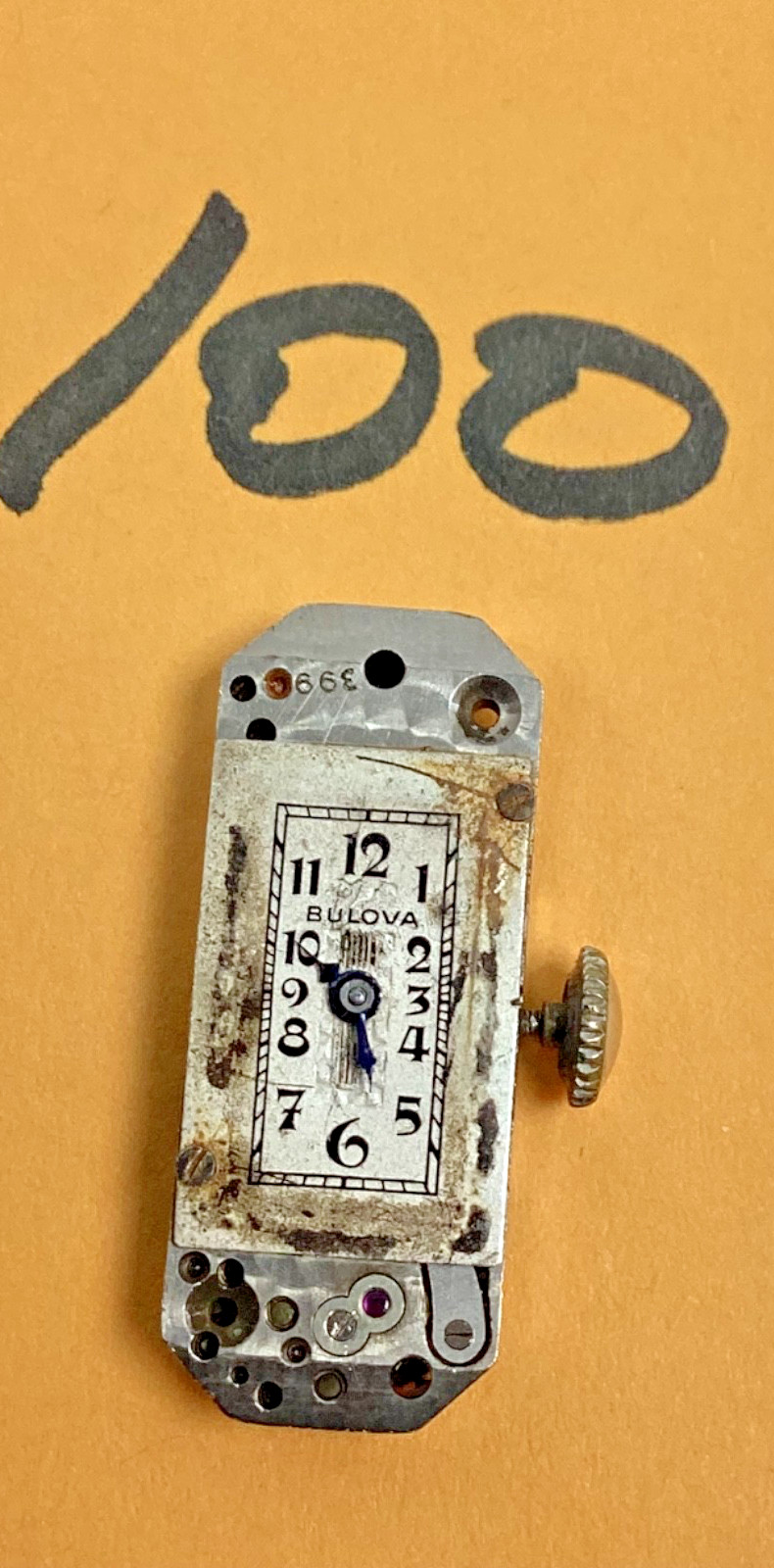 Vintage Art Deco Bulova Watch Co 17 Jewel Movement Running Spares Parts Repair