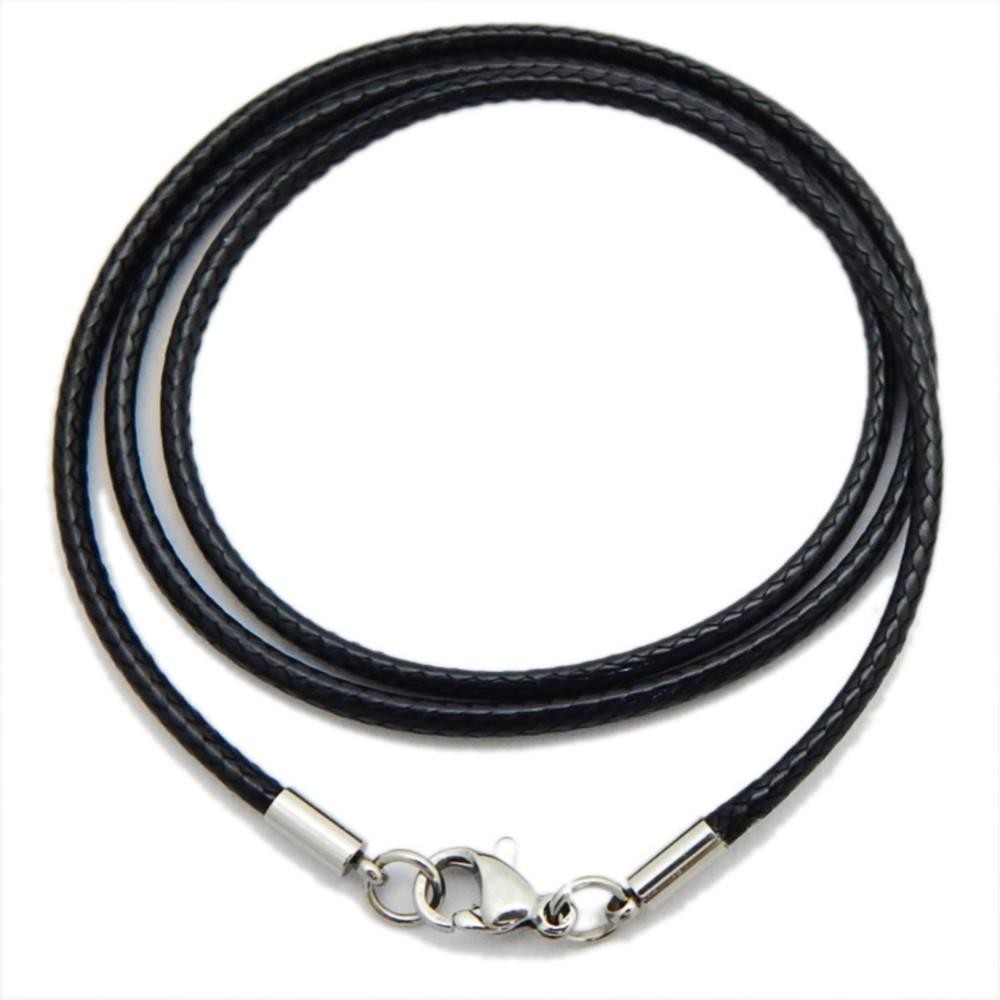 1/1.5/2/3mm Genuine Black Leather Necklace Cord for Diy Stainless Steel Neck Bra