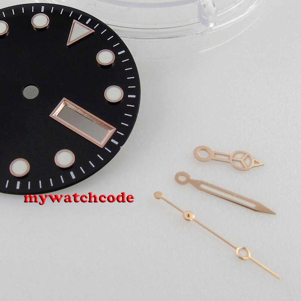 29mm black gray golden blue Watch Dial for NH36 Movement day date (dial+hand)