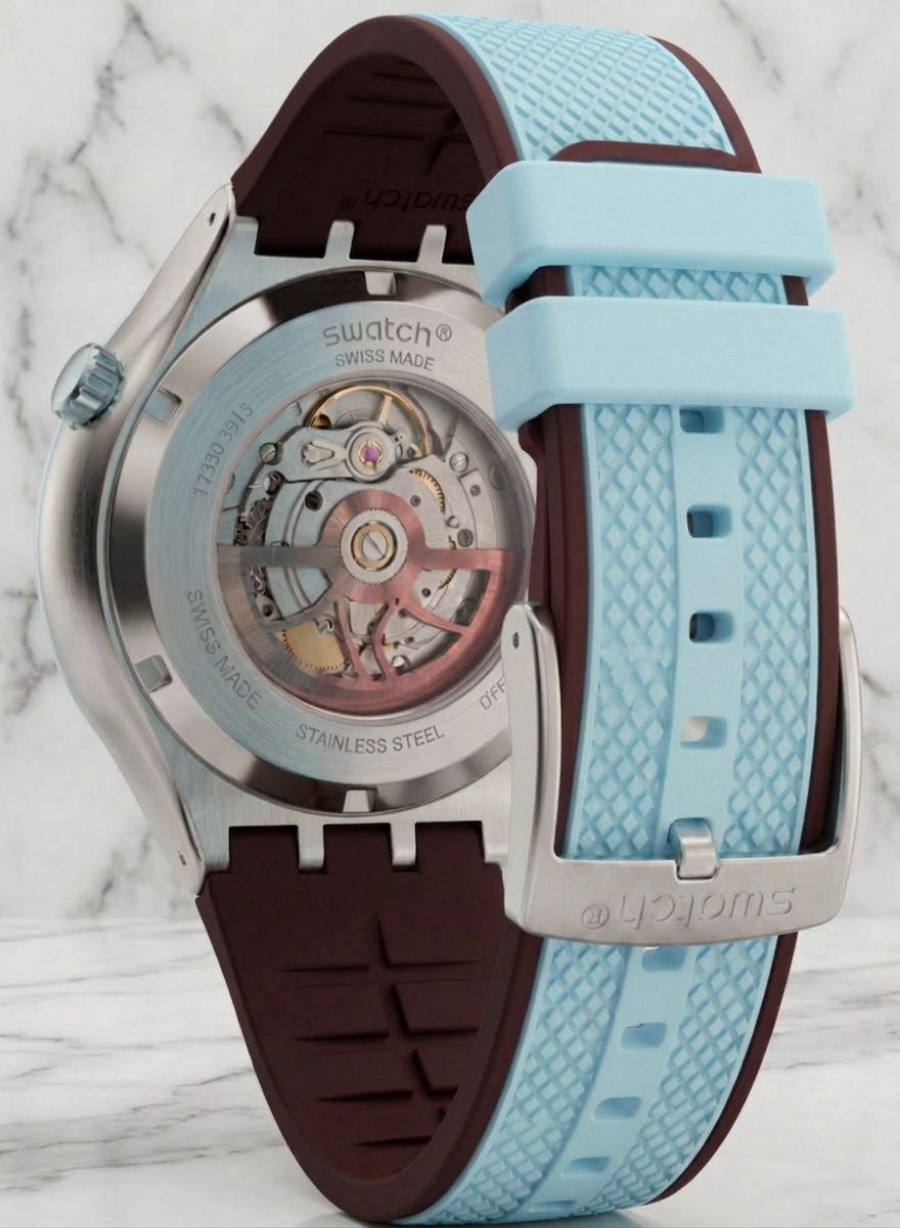 Swatch Unisex Oversized Watch Big Bold Irony Lacquered Blue Green Dial 47MM