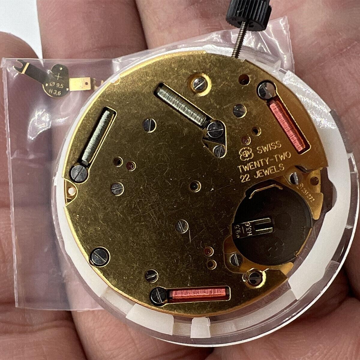 Swiss Made ETA 251.272 Quartz Watch Movement 3 Hands Golden Date at 4