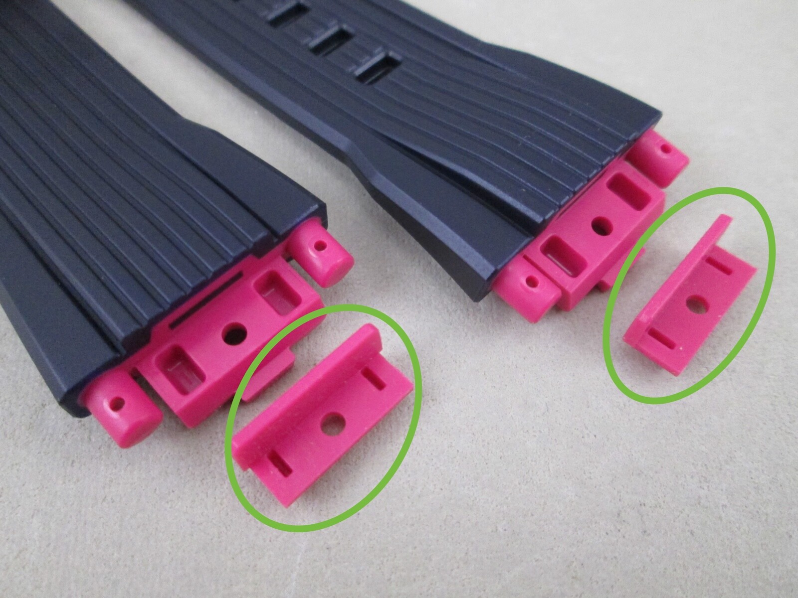 Genuine Casio G-Shock MTG-B2000PH fuschia plastic watch band end pieces X 2