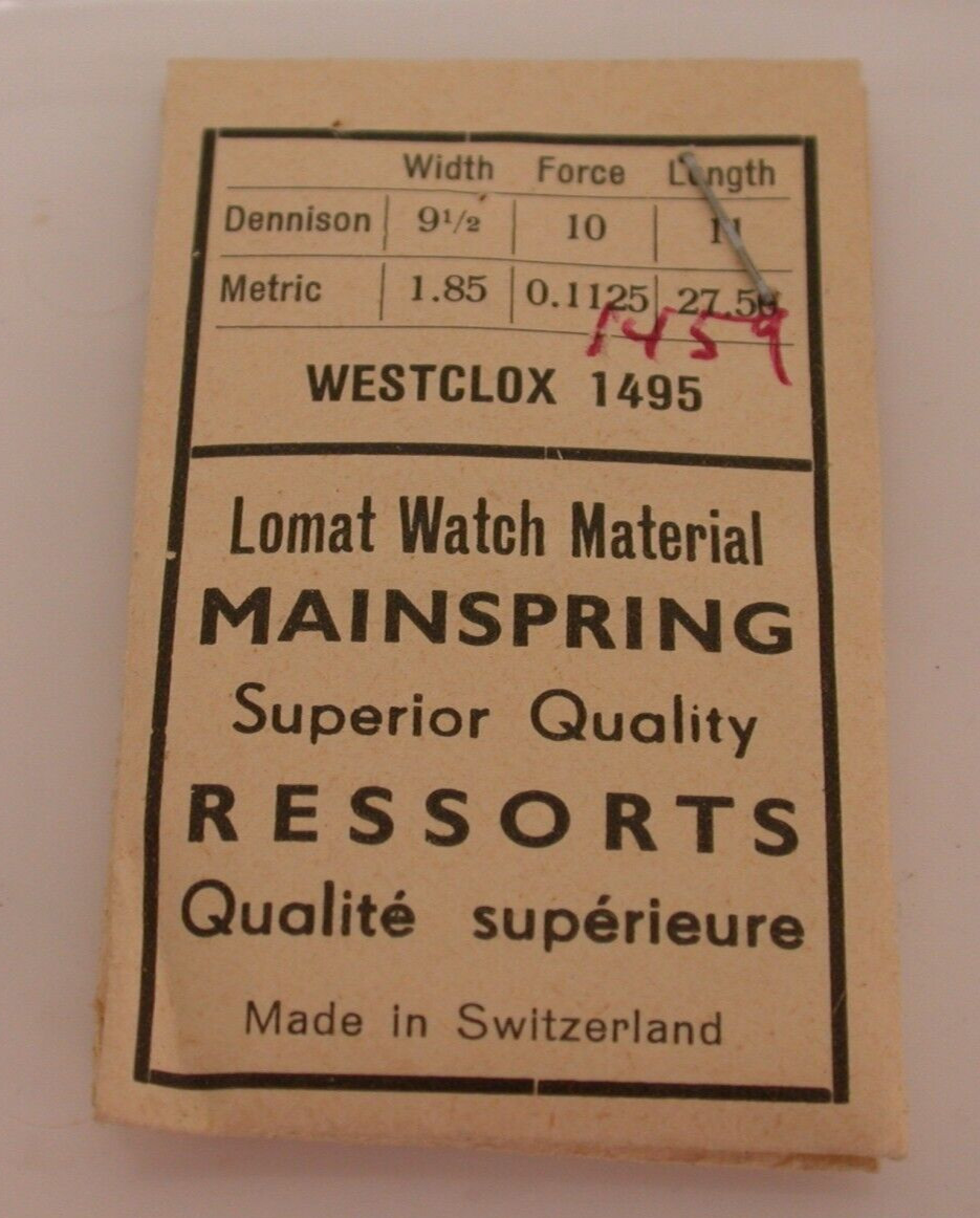 WESTCLOX CALIBER 1495 MAINSPRING – 2 IN TOTAL – 15MR2