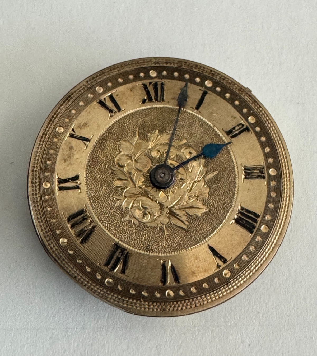 VINTAGE 29.3MM SWISS POCKET WATCH MOVEMENT NOT RUNNING GOOD BALANCE FANCY DIAL