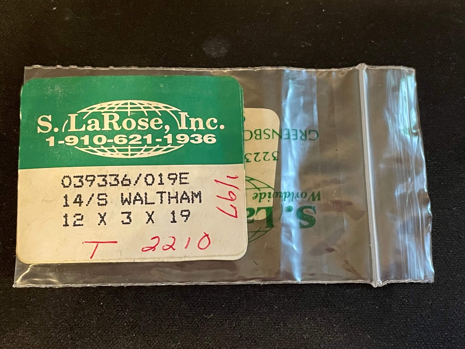 Waltham 14s Mainspring Factory No. 2210 from S. LaRose – Alloy