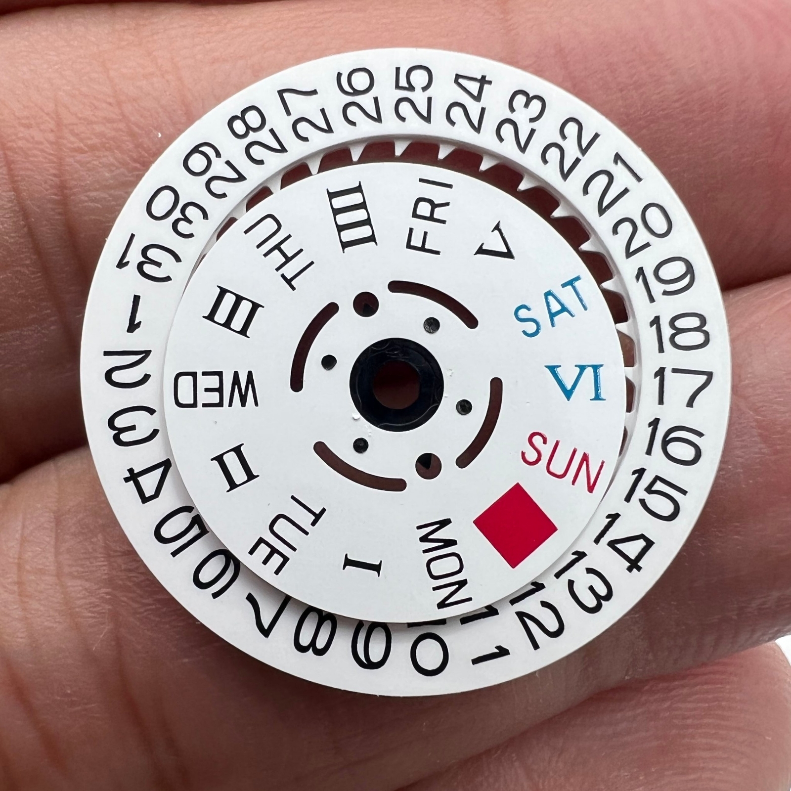 White Date Disk Wheel Week Wheel Roman/English Font for Movement NH36 3/3.8