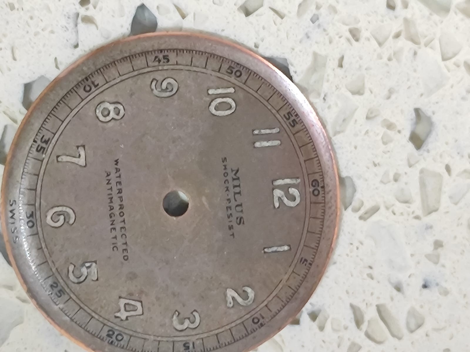 Vintage 1940s MILUS Military Style watch part Dial Brown 27mm Used