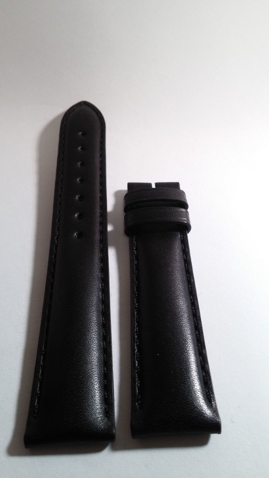 Longines BAND Black leather, black stitch 18/16mm, 75/115mm lengths, LONG