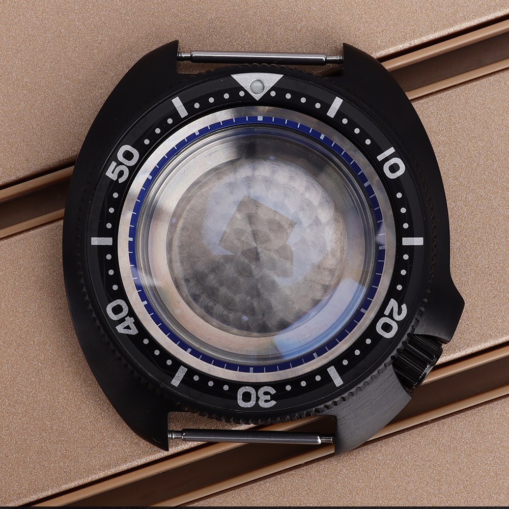 FEIYASHI PVD Black turtle Style Watch Case 44mm Sapphire For Seiko NH35 Movement