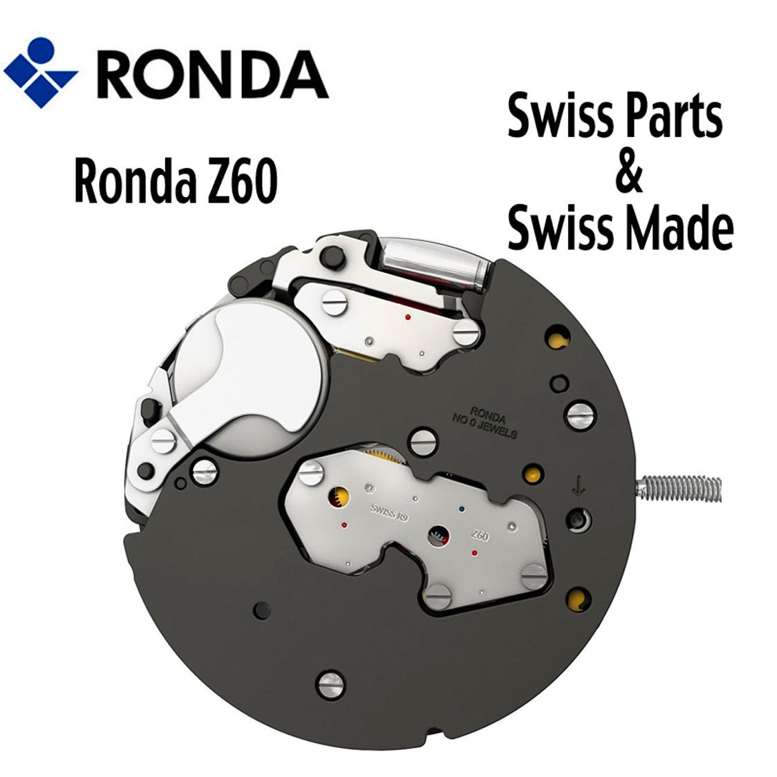 Harley Ronda Z60 Quartz Watch Movement 3 Hands Date 4 (Swiss Parts & Swiss Made)
