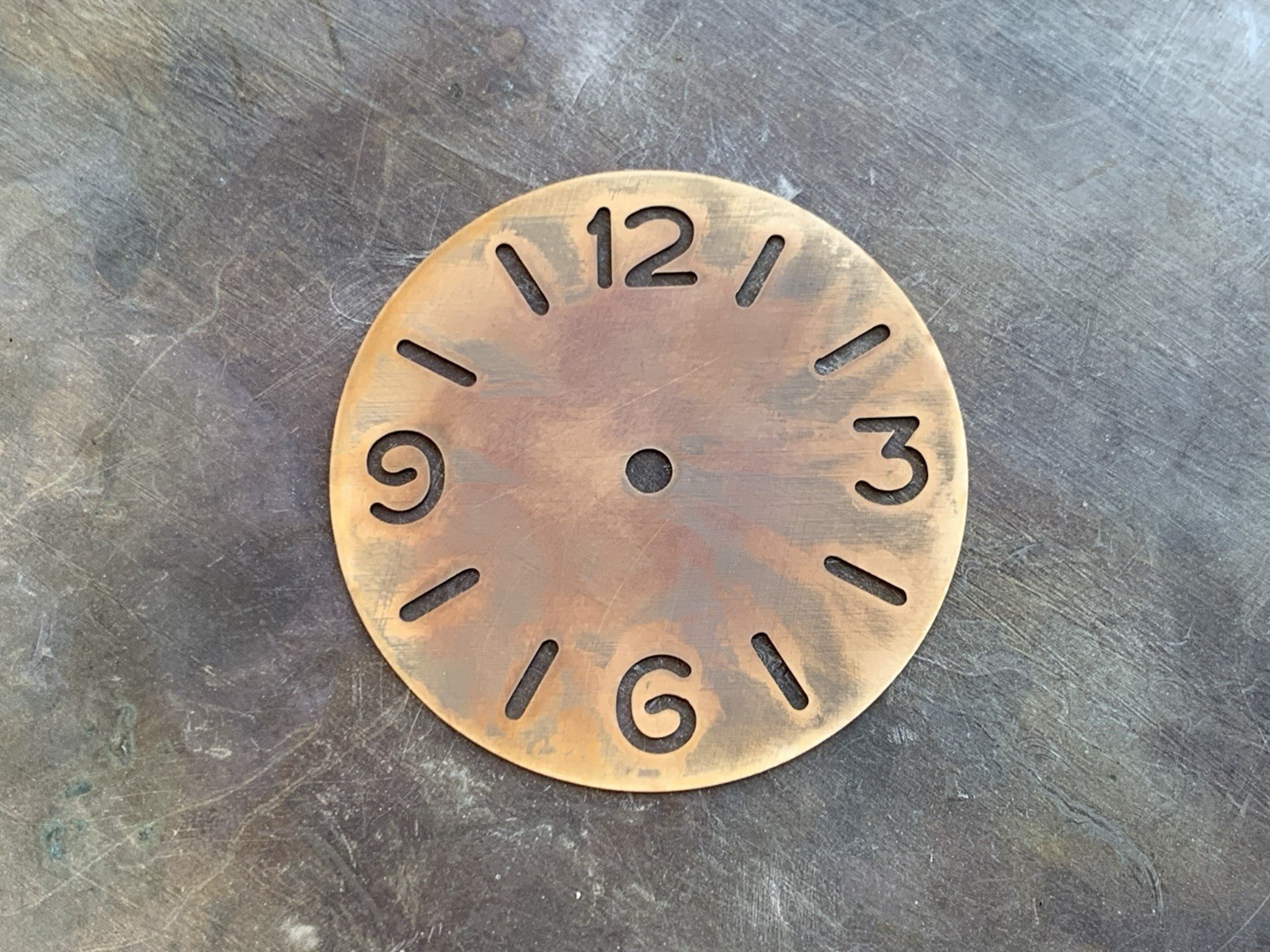 Skeleton / Ø 39 mm – watch dial , engraved / brass / oxidized