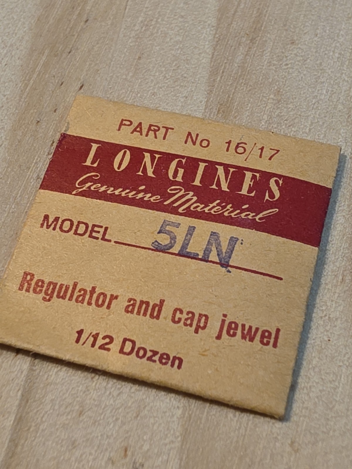 Vintage NOS Longines 5LN Wristwatch Regulator W/Cap Jewel PN 16/17