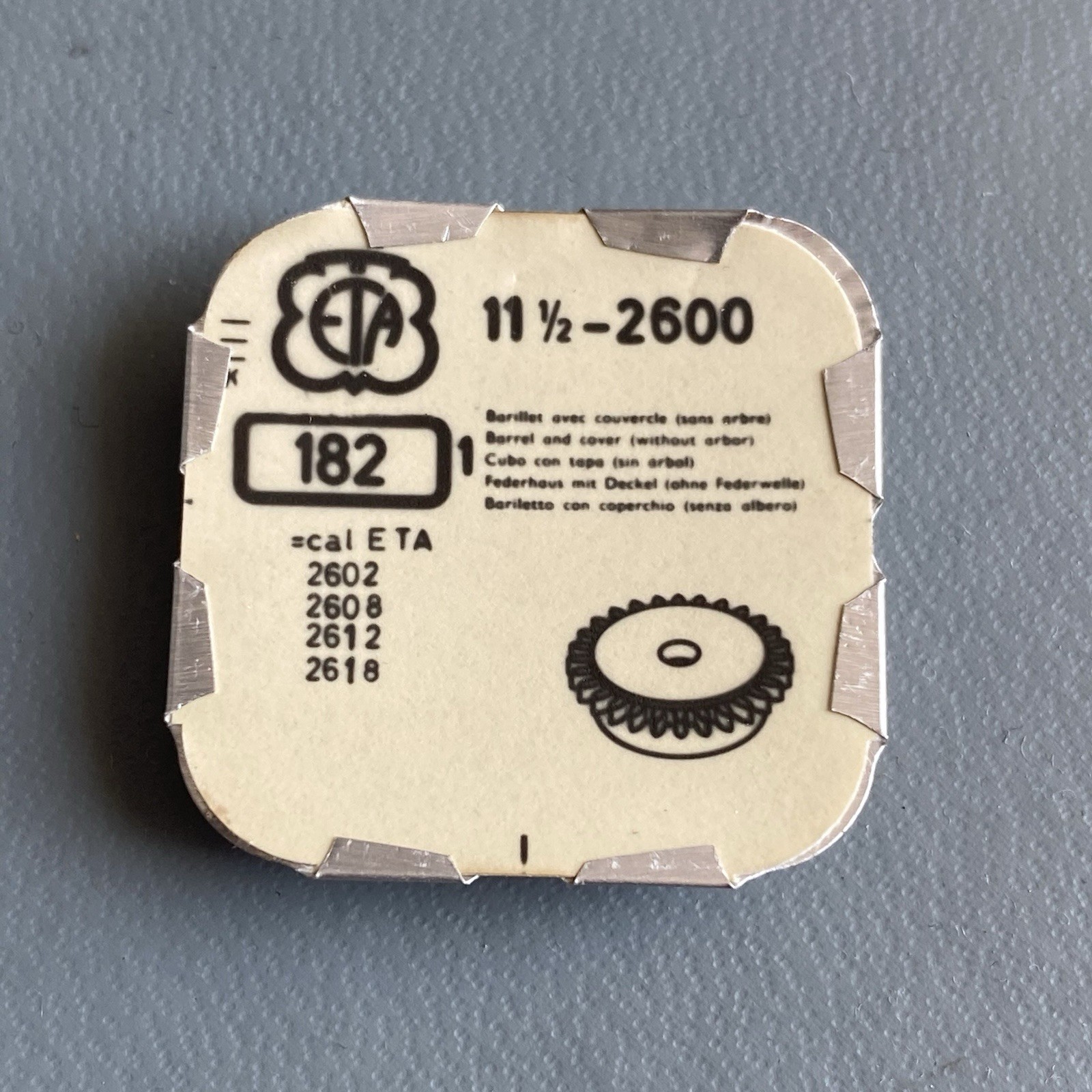 Genuine ETA Barrel and Cover Cal. 2600 2602 2608 2612 2618 Part 182 NOS