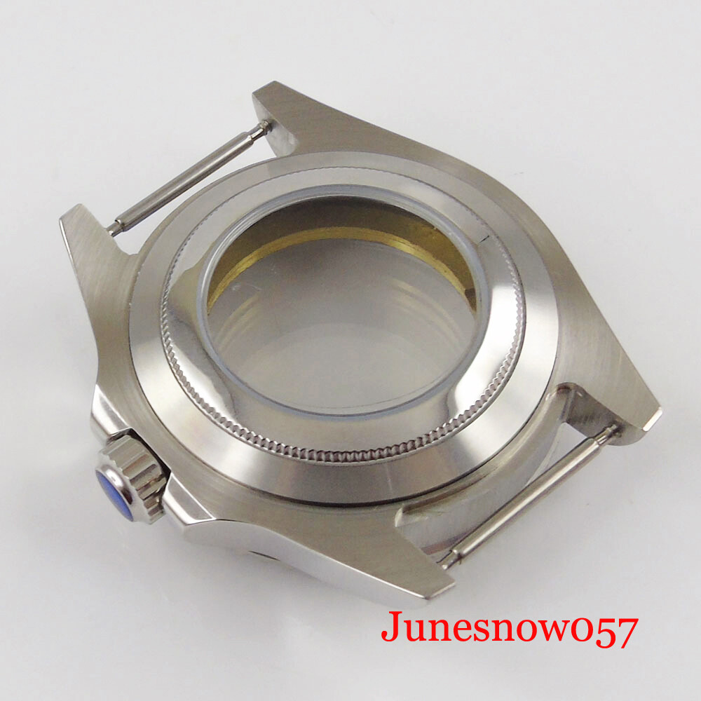 43mm Watch Case Sapphire Glass Ceramic Brushed Insert fit MIYOTA 8215 Movement