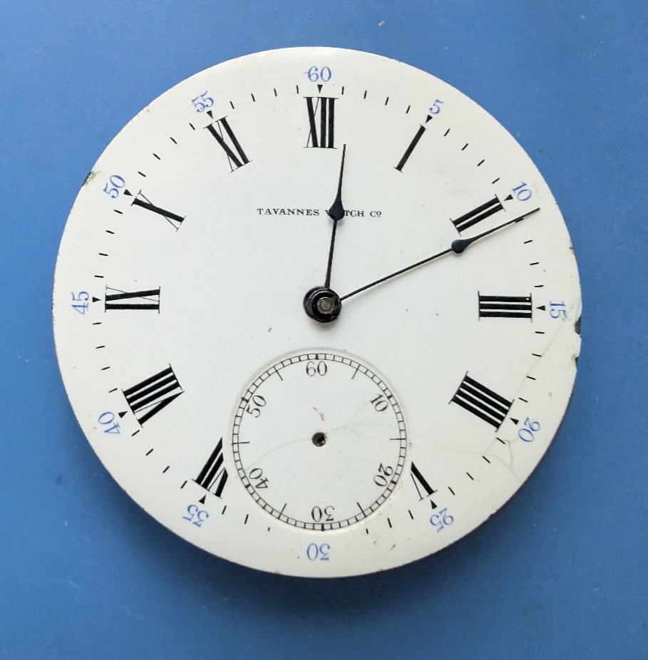 VINTAGE 40.5MM TAVANNES WATCH CO POCKET WATCH MOVEMENT NOT RUNNING