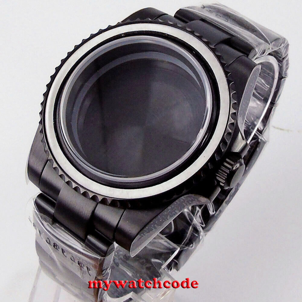 40mm Black PVD Sapphire Glass Watch Case Fit NH35A NH36A MIYOTA ETA2824 PT5000