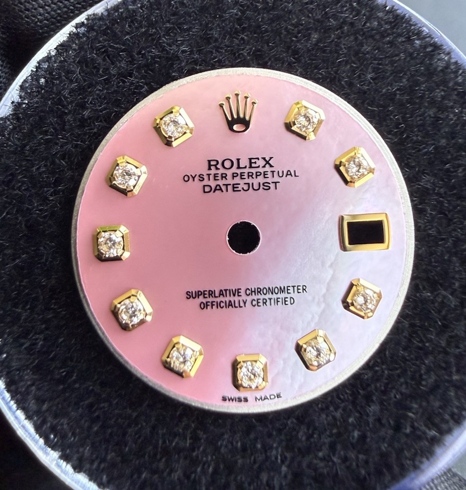 Rolex Quickset Ladies DateJust 26 Custom Pink MOP Dial For Ref. 69173, 6917