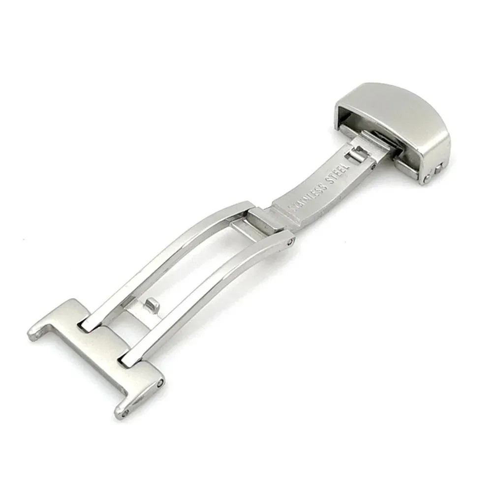 14-22mm Solid Stainless Steel Butterfly Deployment Clasp Silver Watch Buckle