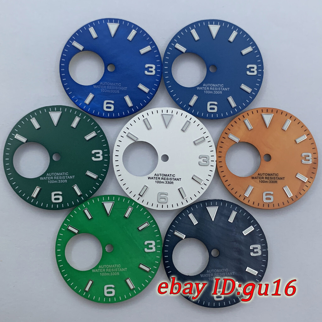 29mm Watch Dial Luminous Black White Green Blue Orange For NH38 NH38A Movement