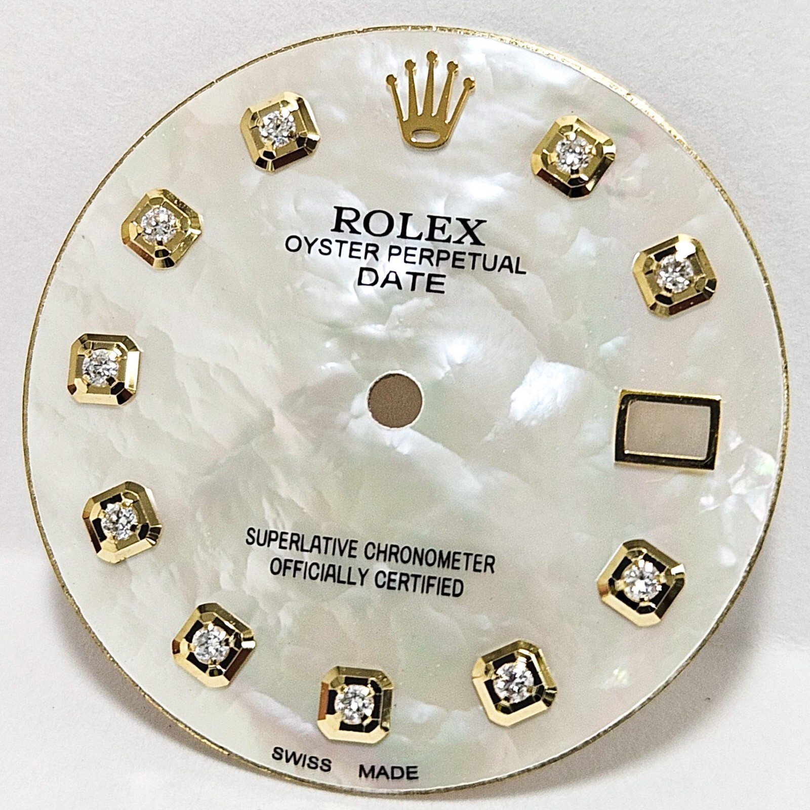 Rolex DATE 34mm Custom White MOP Diamond Dial for Ref. 1500 15233