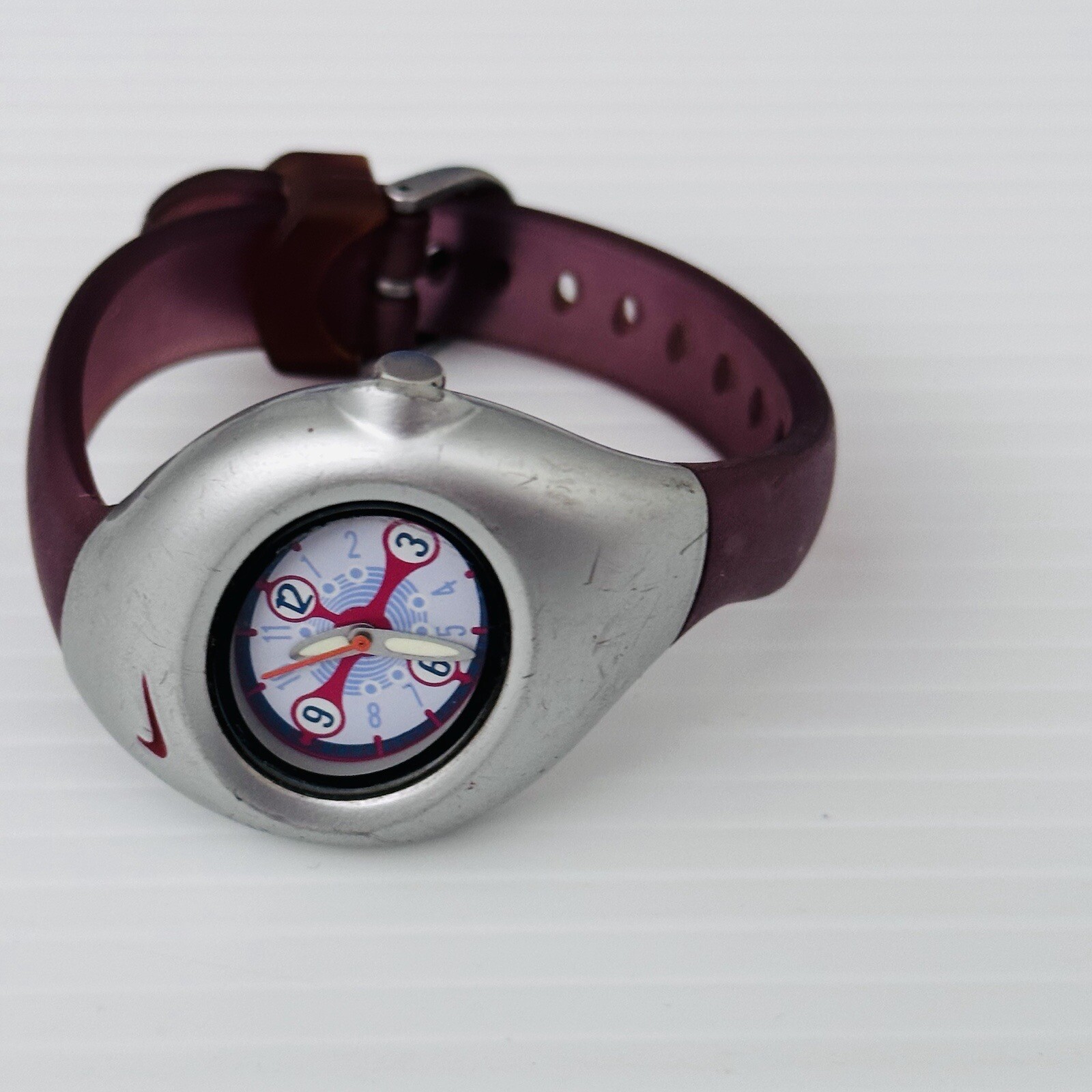 Vintage NIKE Triax Pink Sports Watch Splat – Silicone Band Silver – PARTS ONLY