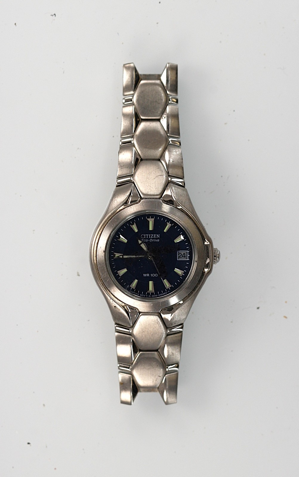 Citizen Eco Drive Watch Women Solar Blue Stainless Steel WR Date NON-WORKING-c14
