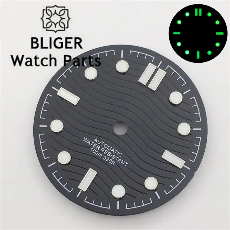 31Mm Black Silver Blue Green Watch Dial Luminous Fit NH35 NH36 Miyota8215 821A D