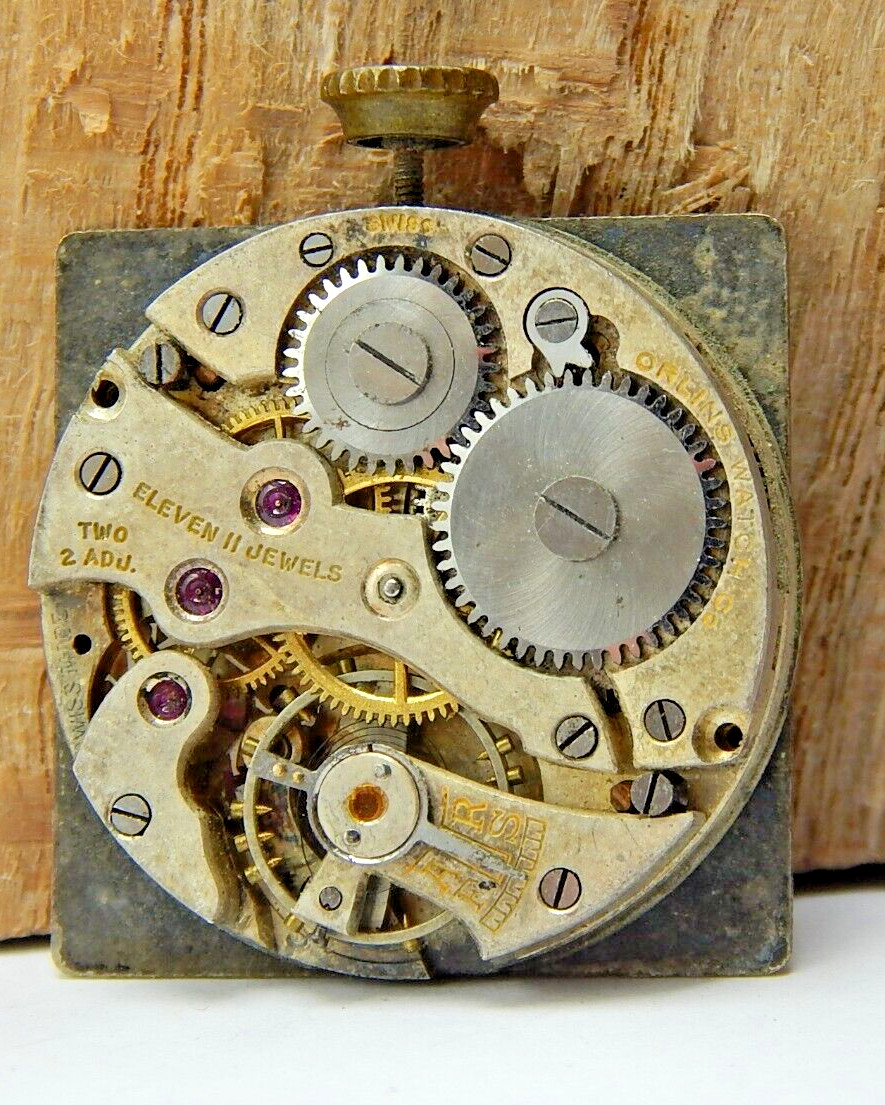 Vintage Orlins 11 jewel 2 adjustment men’s wrist watch movement good balance