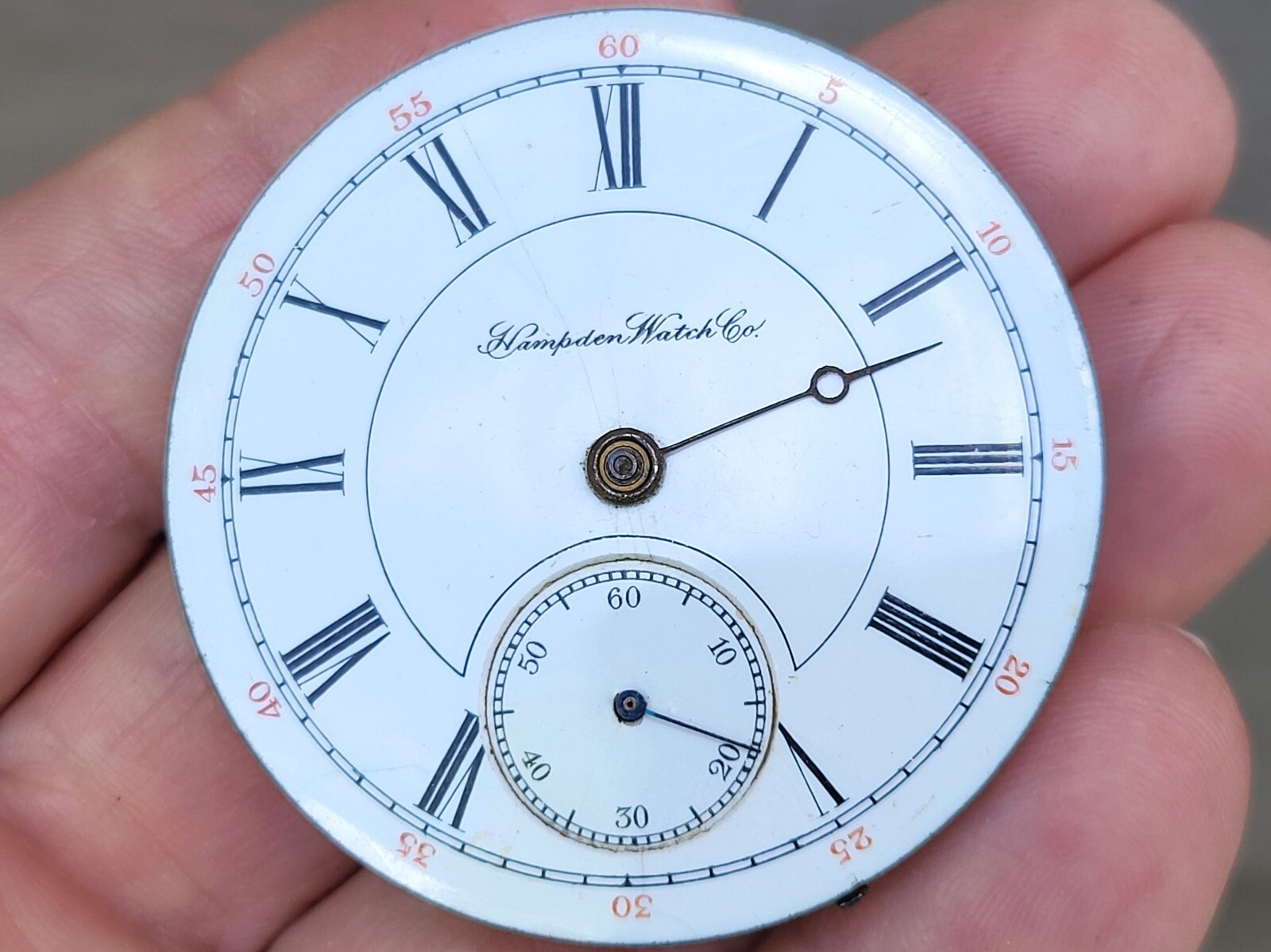 Hampden Dueber Pocket Watch Movement & Dial Face c1894 Antique AS IS