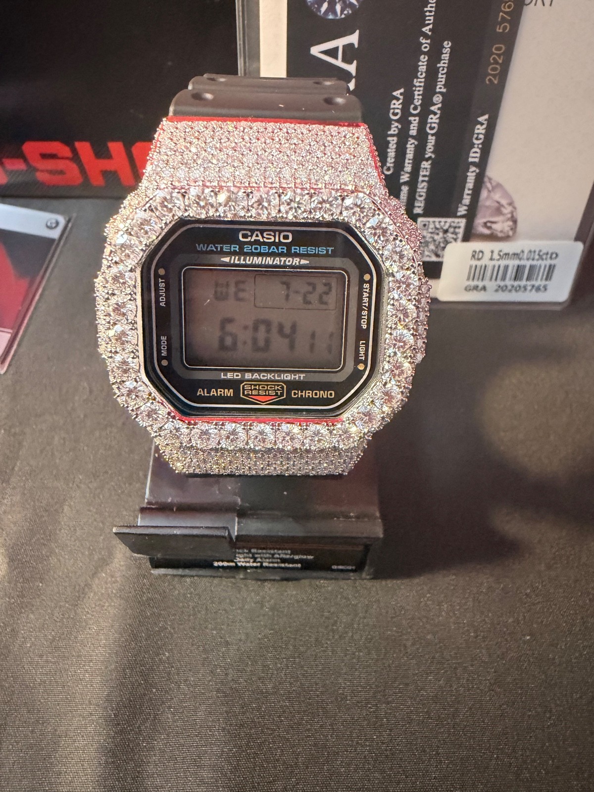 Casio G-SHOCK DW5600 Digital Quartz 200m Custom Iced Case black resin band
