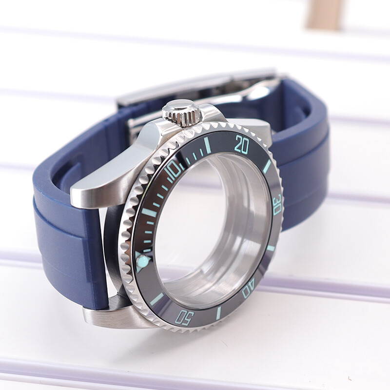 Diver 40mm Watch Case Rubber Strap C3 Luminous Bezel For Seiko Nh35 NH34 ETA2824