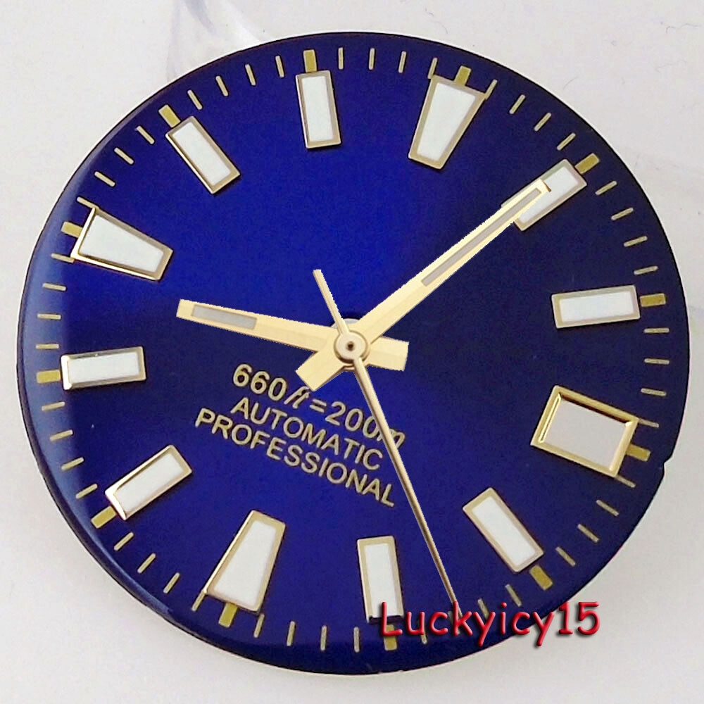 Tandorio 28.5MM Luminous Green Blue Watch Dial Fit NH35 NH36 Watch Lume Marks