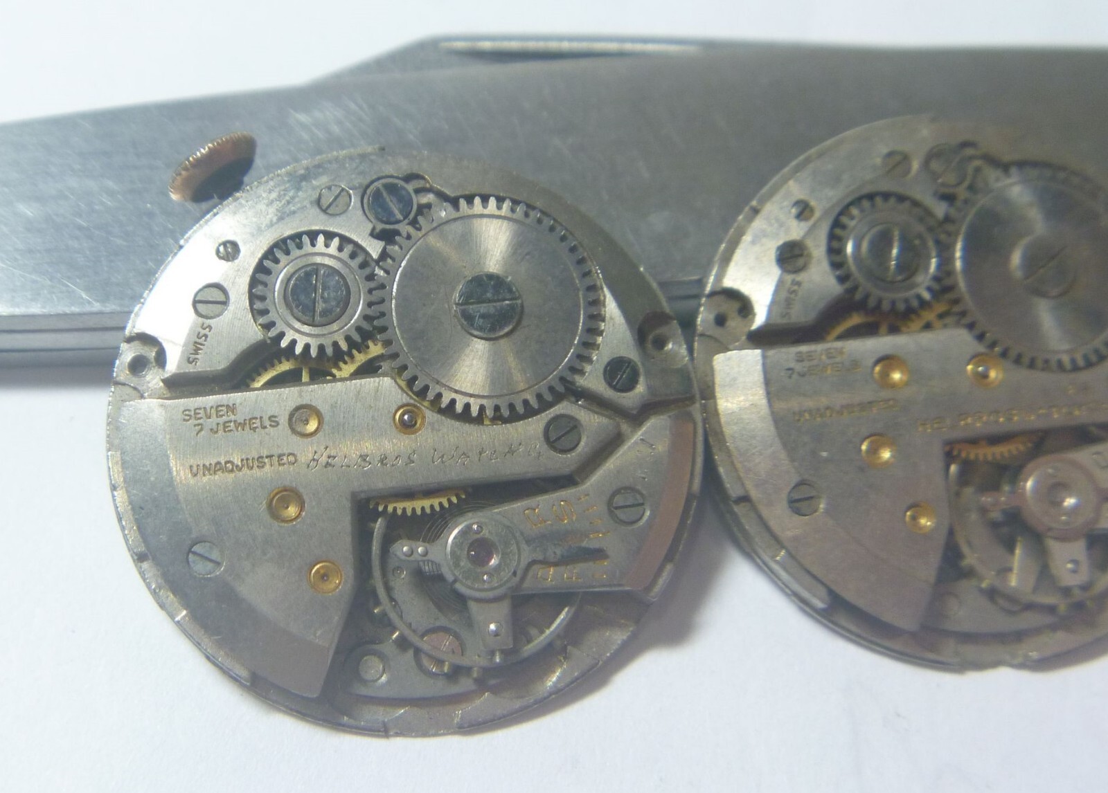 GROUP Lot- 2 1940s-60s Helbros 84 7J Gents Fontainemelon Caliber FHF 186 7 Jewel