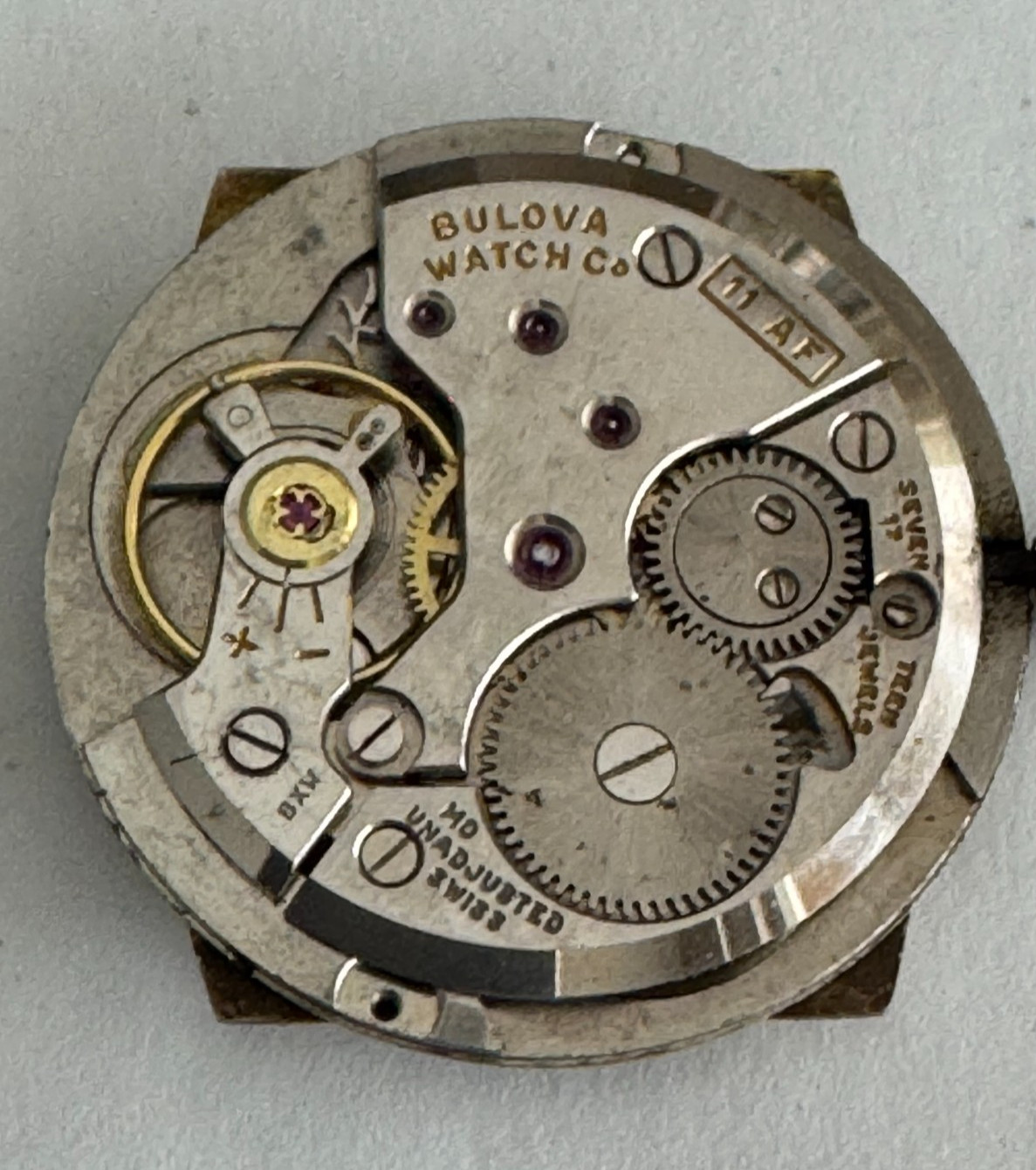 VINTAGE MENS BULOVA WRISTWATCH MOVEMENT CAL. 11AF KEEPING TIME 17 JEWEL